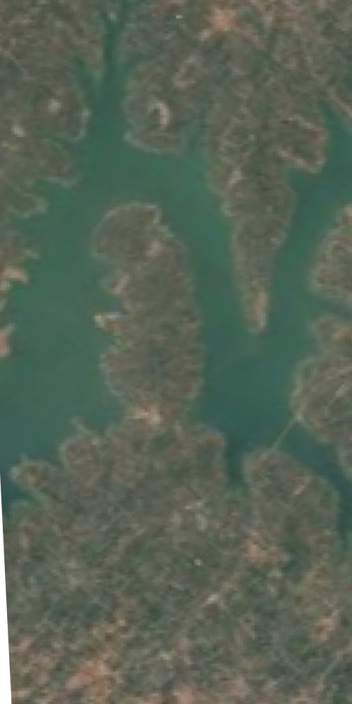 Satellite view of a place in India shaped like the letter N