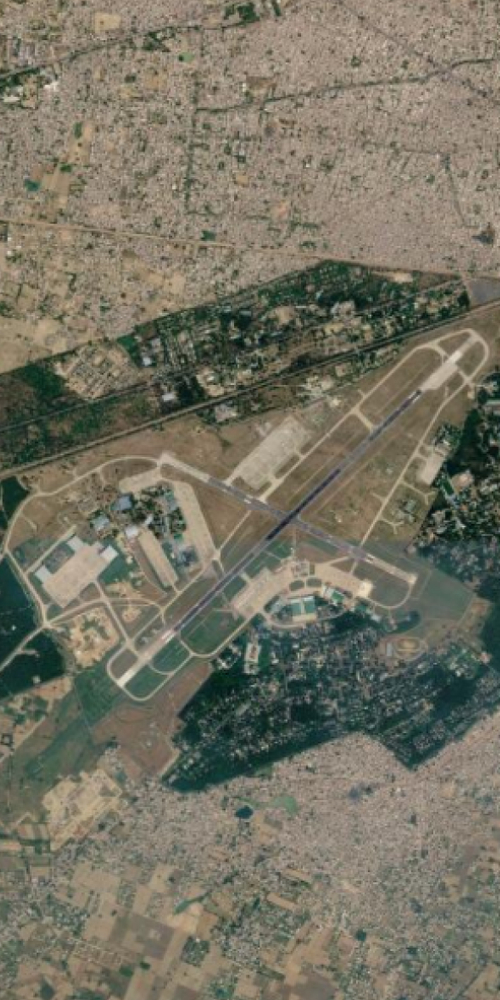 Satellite view of a place in India shaped like the letter X